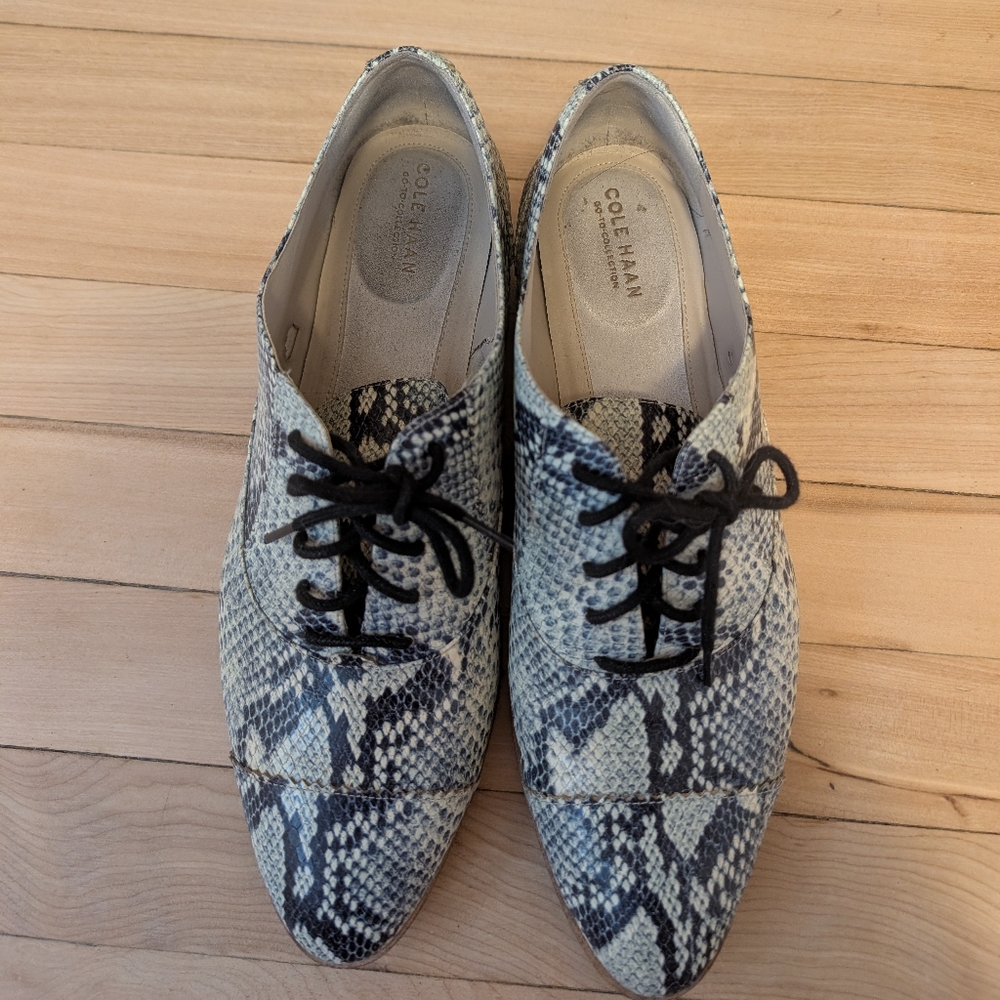 Cole Haan Women's Snakeskin Lace-Up Shoes - Black and Gray